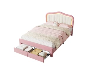 Lit avec rangement 140x200 cm <strong>MODFU</strong>  <strong></strong> coloris rose