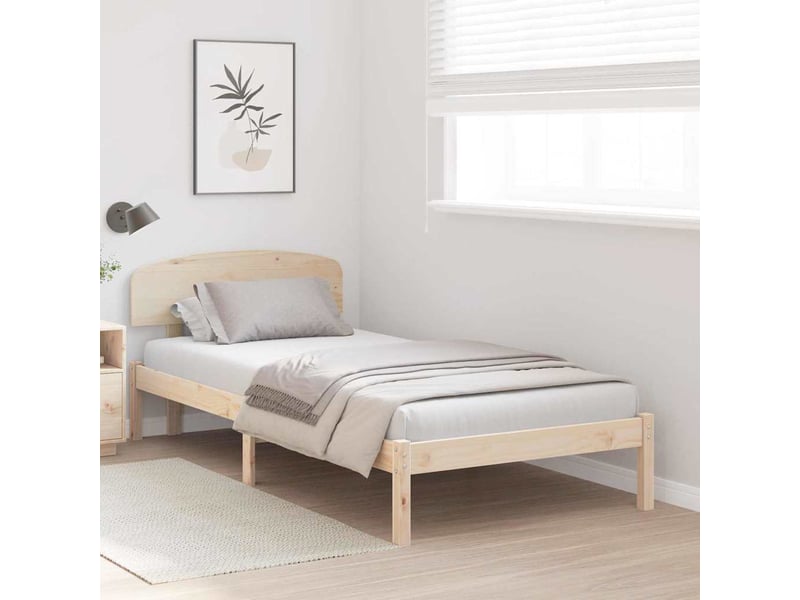  Lit simple- lit adulte -  cadre de lit avec tête de lit naturel 90 x 200 cm pin massif  - Conforama B