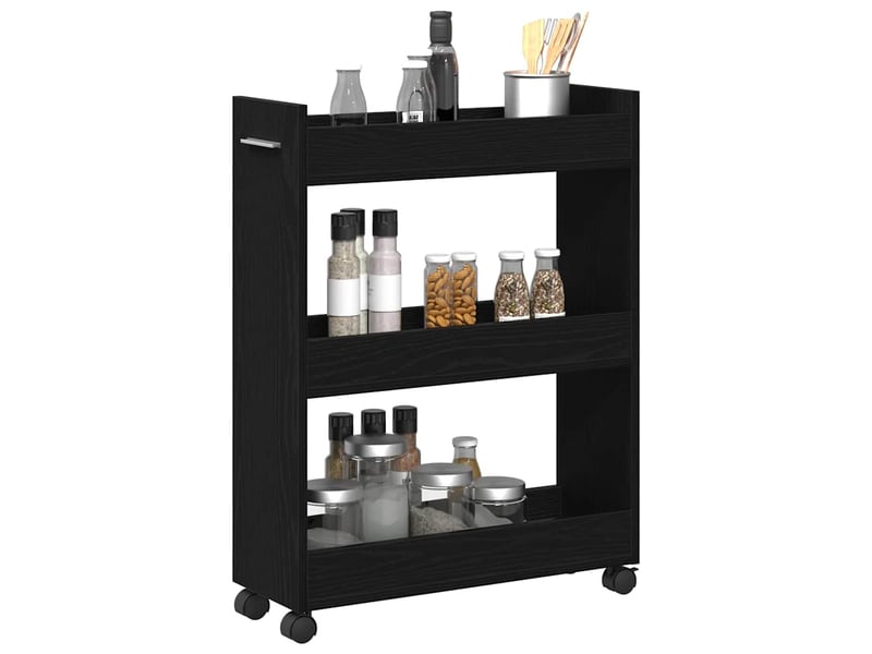  Armoire de rangement, armoire avec roue chêne noir 60 x 22 x 79 cm  - Conforama C