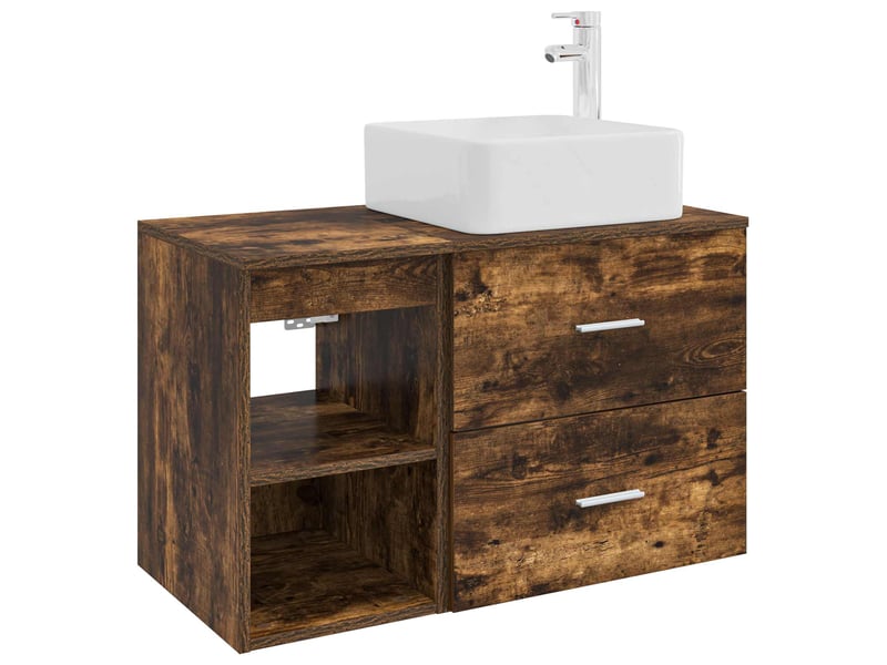  Ensemble de mobilier de salle de bain 2 pcs chêne fumé shl3509  - Conforama A