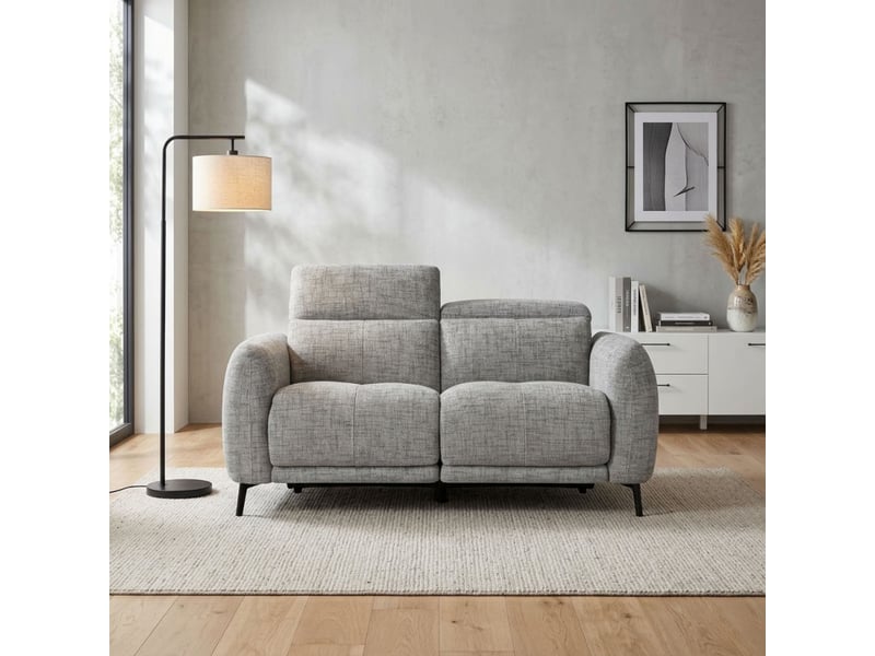  Canapé relax motorisé 2 pl en tissu chiné gris taupe – june  - Conforama B