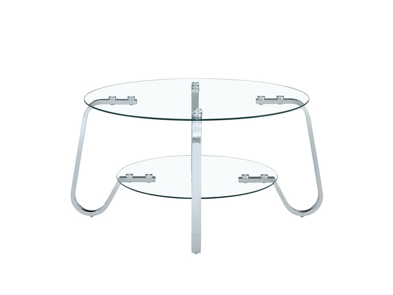 Table basse rétro minimaliste, métal et verre trempé double niveau, élégante pour salon - Conforama E