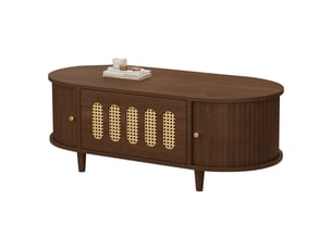 Table basse ovale coloris bois foncé OOIILLEE Luxe haut de gamme - 50 cmx100 cm