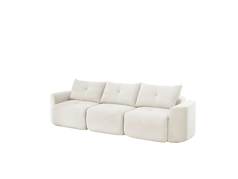 Canapé droit 3 places en velours côtelé beige crème, canapé modulable - Conforama A