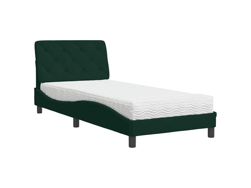 Lit simple- lit adulte - lit avec matelas vert foncé 80x200 cm velours - Conforama A