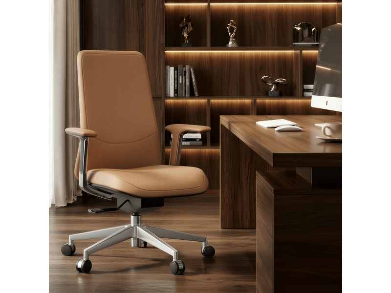  Chaise de bureau,67x63,5x100 cm,inclinable jusqu’à 127°,cuir,marron  - Conforama B