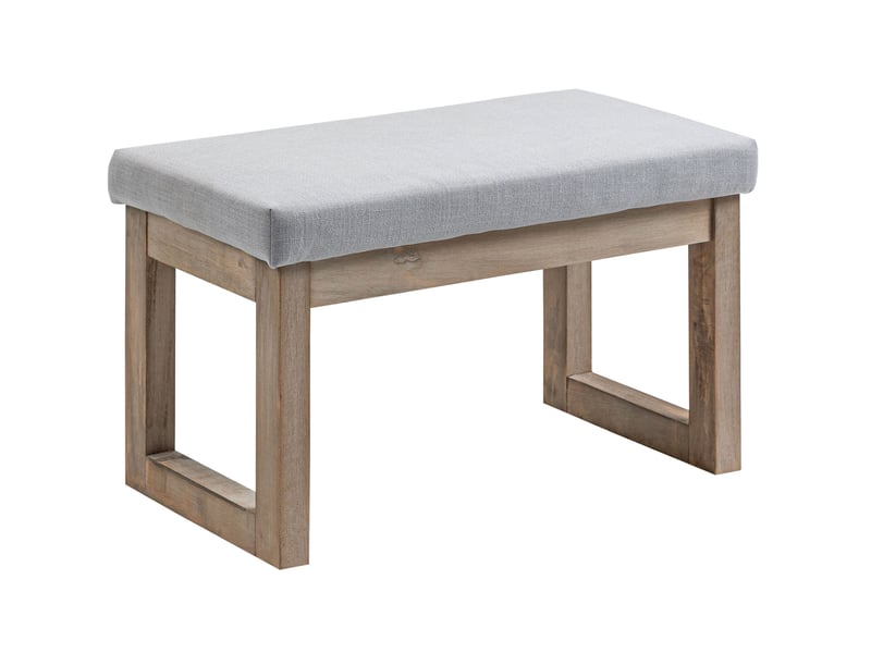  Banquette rembourrée 68 x 38 x 42 cm grise en polyester, pieds en bois, style campagne pour intérieur  - Conforama A