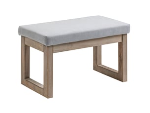 Banquette rembourrée 68 x 38 x 42 cm grise en polyester, pieds en bois, style campagne pour intérieur