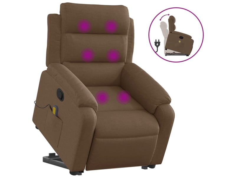 Fauteuil de relaxation tv fonction massage inclinable fonction de levage électrique en tissu marron dec027017 - Conforama B