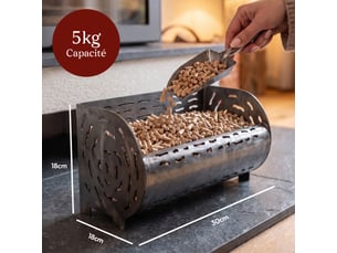 Casabel panier brûleur pellets & granulés 30cm, cap. 5kg, acier brut très épais, cheminée, insert, poêle à bois
