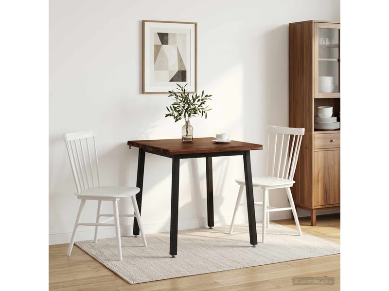  Table à manger moderne 90x90x75cm bois d'acacia massif marron foncé et noir carré shl94049  - Conforama B