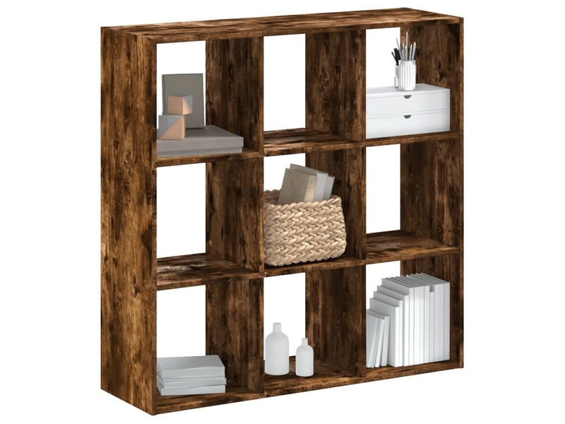  Bibliothèque, étagère de rangement chêne fumé 102x32x102 cm bois d'ingénierie  - Conforama B