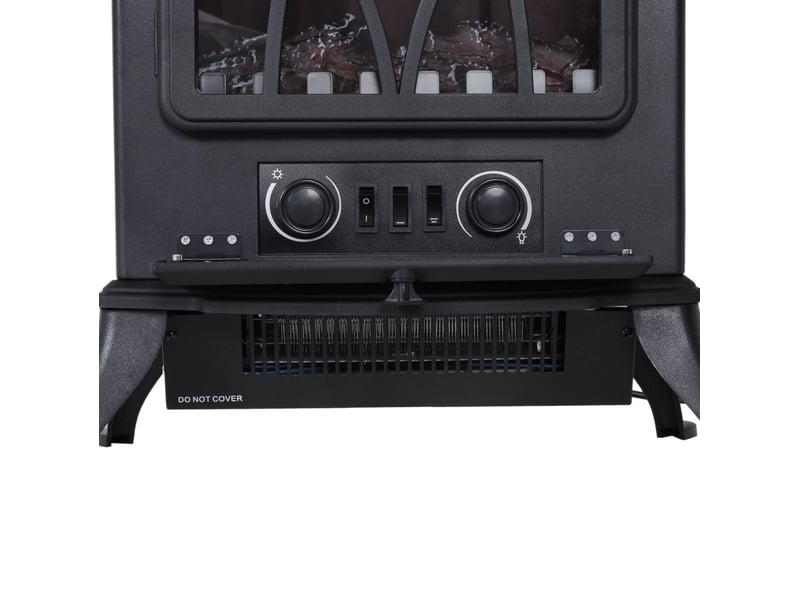  Poêle électrique 45 x 28,5 x 54 cm noir en métal, chauffage 1000w et 2000w avec flamme réglable  - Conforama E