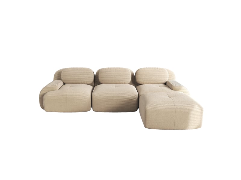 Canapé d'angle modulable en velours côtelé, beige, 298 x 178 x 70 cm Fay Lum - Conforama A