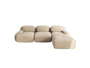Canapé d'angle modulable en velours côtelé, beige, 298 x 178 x 70 cm
