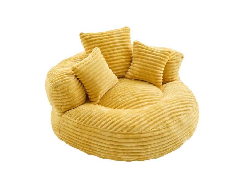  Fauteuil inclinable - à dossier haut - avec 3 coussins - résistant et confortable - velours côtelé - jaune  - Conforama A