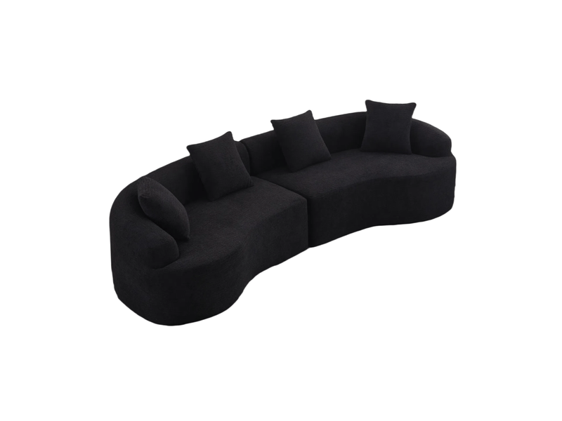  Canapé modulable,275x115x63 cm,4 places forme incurvée,chenille,noir  - Conforama D