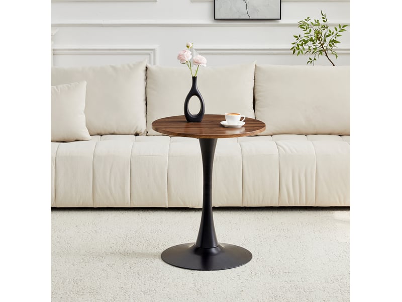 Table ronde, 60 cm, table style salon table d’appoint moderne plateau, plateau mdf, piètement métal, coloris noir  - Conforama D