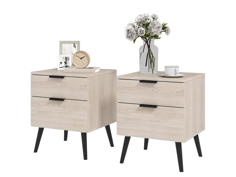  Lot de 2 tables de chevet avec tiroirs coloris chêne 40 x 40 x 50 cm  - Conforama B