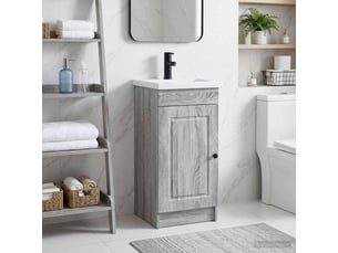 Meuble salle de bain avec évier, meuble de rangement sonoma gris shl9882