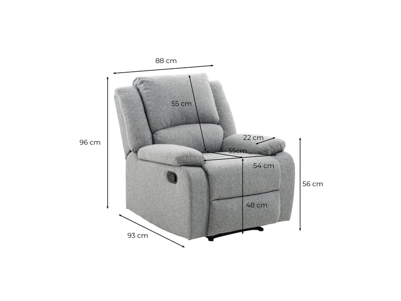 Relaxxo - fauteuil relaxation 1 place leo en tissu - gris clair  - Conforama E
