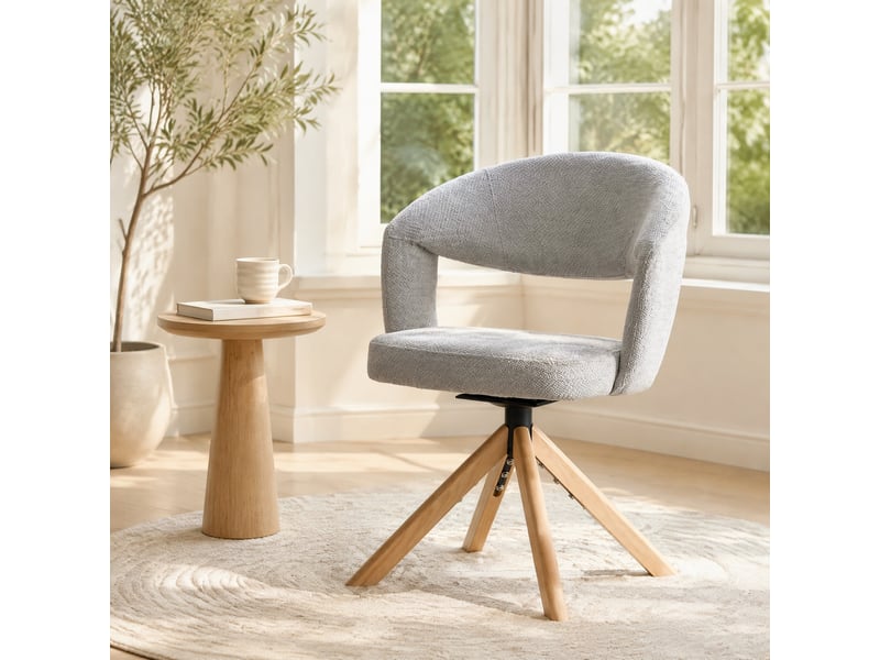  Lot de 2 chaises salle à manger,47x47,5x81,5 cm,pivotantes 360°,tissu,gris  - Conforama B