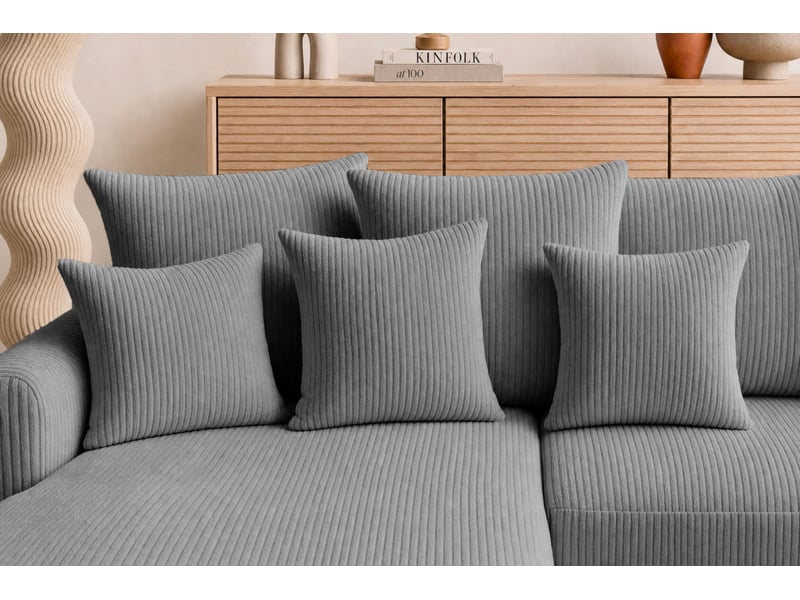  Portofino - canapé d'angle convertible petit velours côtelé 3 places gris foncé  - Conforama E