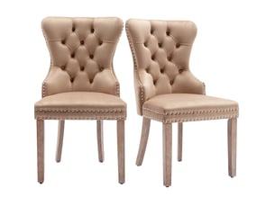 Lot de 2 chaises de salle à manger en velours marron café clair avec pieds réglables