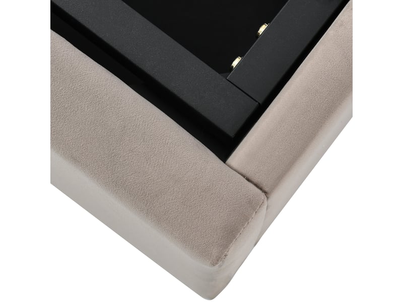  Lit coffre 90x200 en velours gris clair avec rangement hydraulique et sommier à lattes métallique  - Conforama R