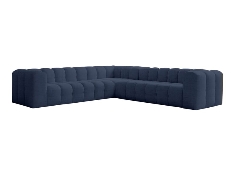  Canapé d'angle réversible miloe 6 places avec accoudoirs en tissu - bleu foncé MILOE - Conforama A