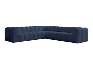 Canapé d'angle réversible fixe LOUNGITUDE MILOE 6 places Tissu Bleu foncé