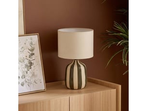 Lampe cylindrique vilma h.41,5cm vert rayé