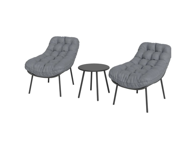 Salon de jardin 2 personnes 66x99x73 cm avec coussins de 15 cm métal gris - Conforama A