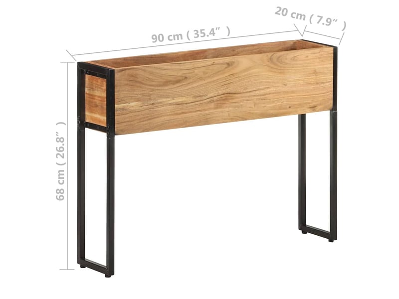  Jardinière - bac à fleurs 90x20x68 cm bois massif d'acacia  - Conforama E