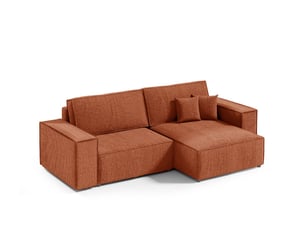Canapé d'angle réversible convertible ULTRA  4 places Velours côtelé cuivré avec coffre de rangement