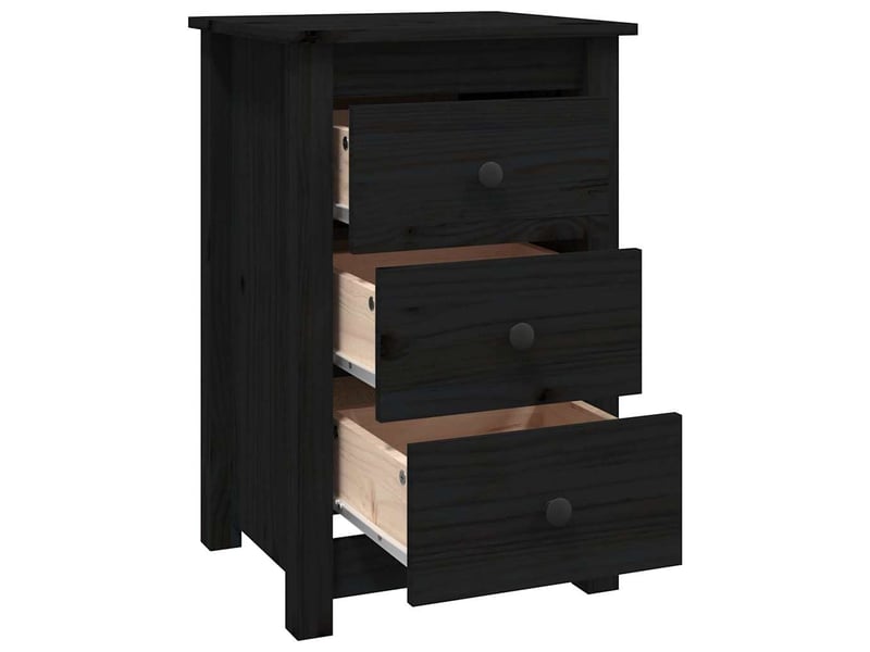  Lot de 2 tables de chevet - cabinet de chevet - table de nuit noir 40x35x61,5 cm bois de pin massif  - Conforama D