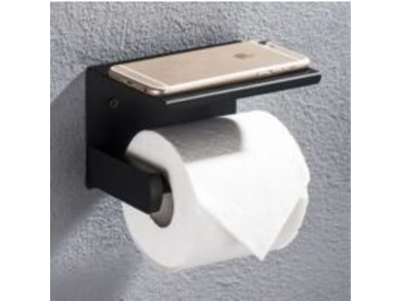  Porte-papier hygiénique, porte-papier hygiénique mural, avec support de rangement pour téléphone portable (noir)  - Conforama C