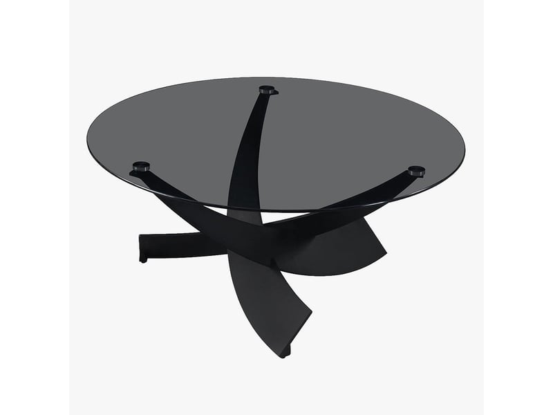  Table basse en verre teinté pieds croisés noir  - Conforama E