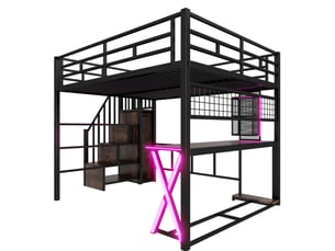 Lit mezzanine 160x200 cm MODENUIT    coloris noir