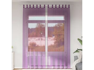 Lot de 2 rideaux en voile, voilages avec boucles violet 140x260 cm cf44340