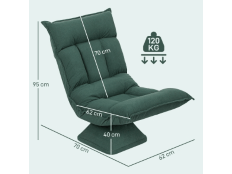  Fauteuil de sol pivotant 70x62x95 cm dossier réglable vert  - Conforama E