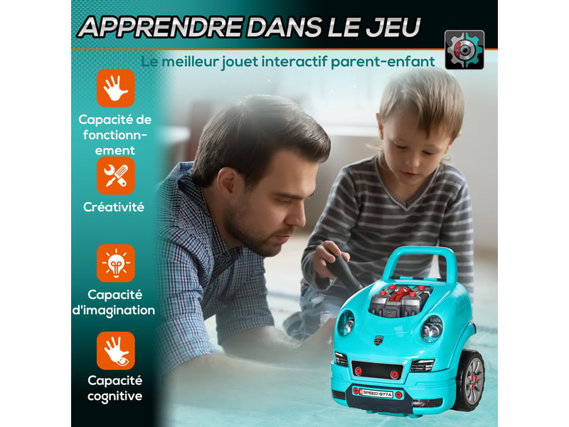  Camion mécano 2 en 1 jouet bricolage enfant jeu d'imitation mécanicien nombreux qccessoires total de 61 pièces bleu  - Conforama D
