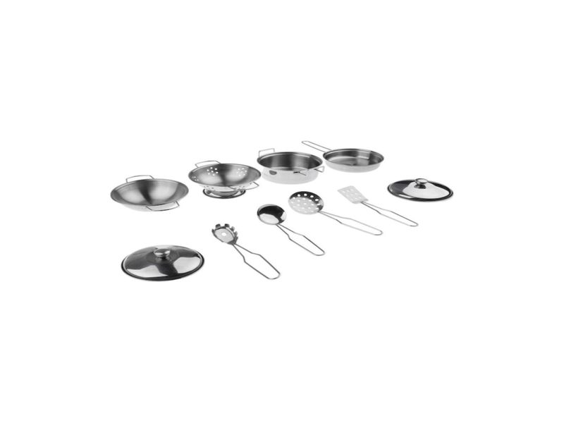  10 mini casseroles, cuillères et petits accessoires de cuisine en acier inoxydable  - Conforama A