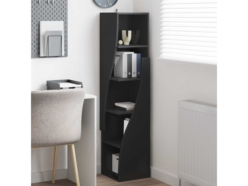  Meuble d'angle, meuble de rangement salon 32x32x140cm bois d'ingénierie noir  - Conforama D