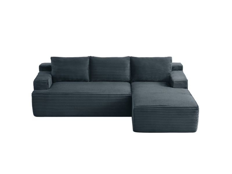 Canapé d'angle en velours côtelé 3 places, sans montage, modulaire, assise profonde, confort moelleux, design nuage - Conforama A