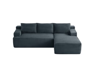 Canapé d'angle en velours côtelé 3 places, sans montage, modulaire, assise profonde, confort moelleux, design nuage