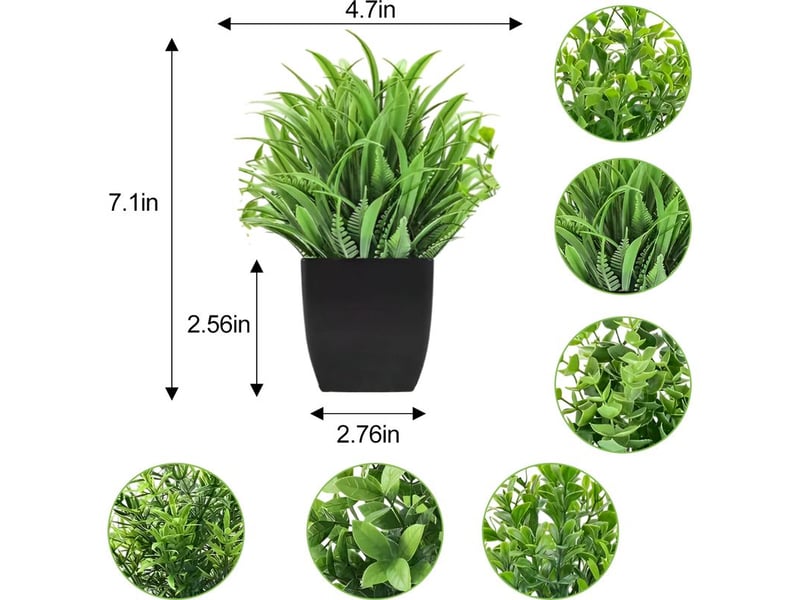  Plantes artificielles, petites plantes artificielles noires, accessoires de salle de bain, pour la maison, le bureau et la décoration intérieure.  - Conforama C