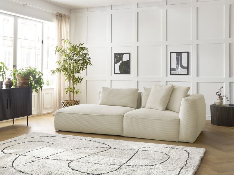  Bobochic canapé droit fixe 3 places leopold velours côtelé beige  accoudoir droit LEOPOLD - Conforama D