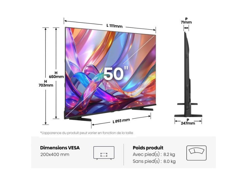  Téléviseur hisense - 50e7s HISENSE - 50E7S - Conforama B