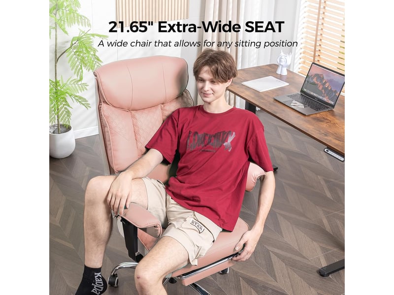  Gtplayer chaise de jeu pour personnes de forte corpulence avec assise 3d, repose-pieds, pu, 180kg - rose CH810-PK - Conforama E